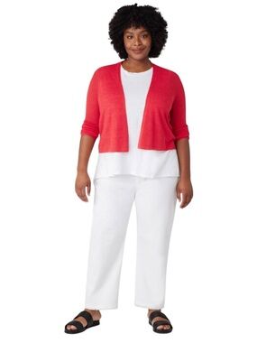 Eileen Fisher - NWT Coral Open Front Cardigan Lightweight Knit Sz SP
